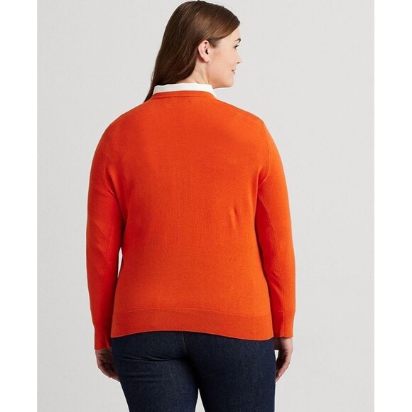 Lauren Ralph Lauren Women's Plus Size Crewneck Fall Sweater Harvest Orange 3X - Picture 3 of 7